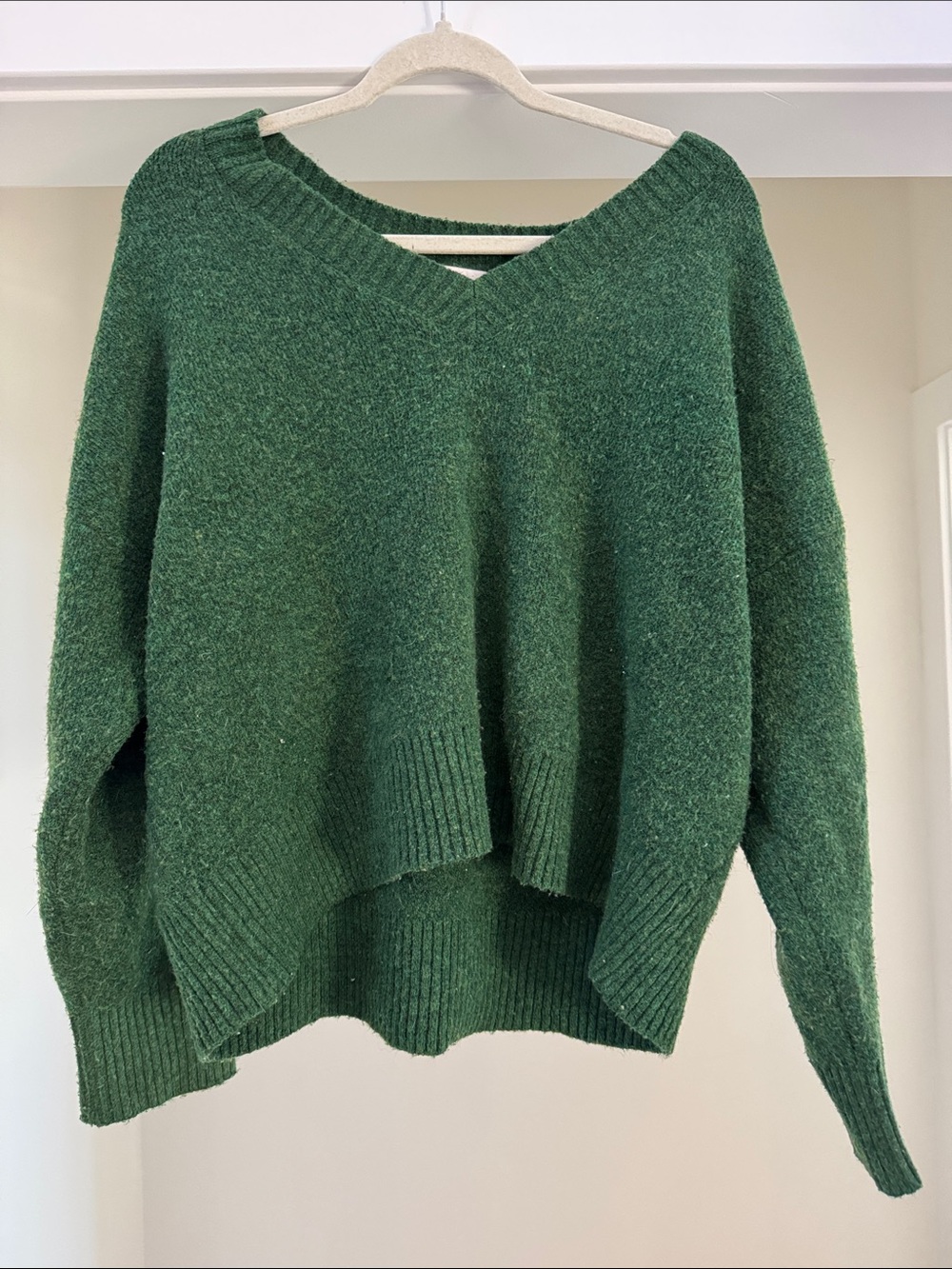 Forest Green V-Neck Women's Sweater - Classic Knit